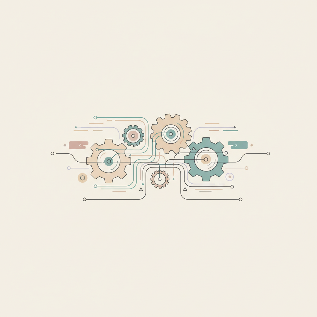 自動化ワークフローを抽象的に表現したイラスト